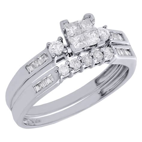 Jewelry For Less - 10K WOMENS WHITE GOLD PRINCESS CUT DIAMOND ...