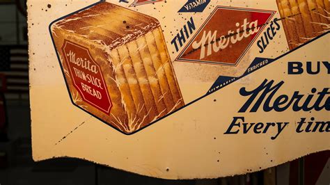 1958 Merita Bread Double-Sided Tin Sign | E430 | Indy Road Art 2022