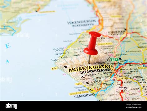 Close up of Antakya Hatay ,Turkey map with red pin - Travel concept ...