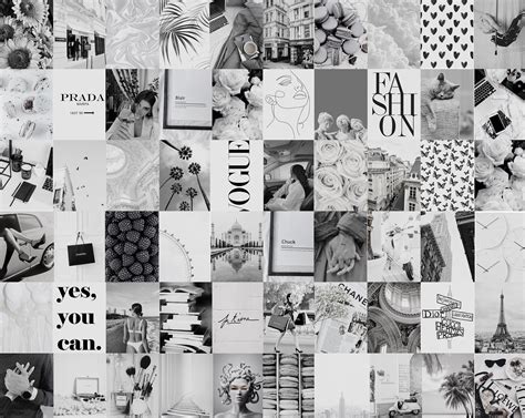 Photo Wall Collage Kit Black and White Aesthetic set of 60 - Etsy