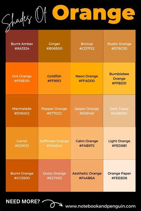 75+ Orange Hex Codes & Orange Color Names (With Swatches) | Hex color ...