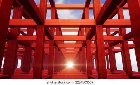 Red Steel Structures Shining Lights 3d Stock Illustration 2254803559 | Shutterstock