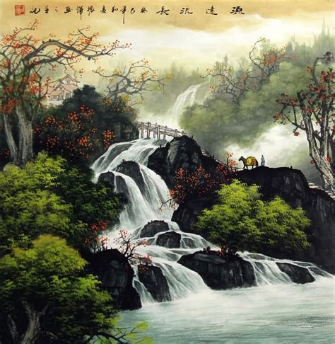 Chinese Waterfall Painting 1135129, 66cm x 66cm(26〃 x 26〃)