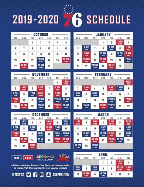 Sixers Printable Schedule - Printable Schedule