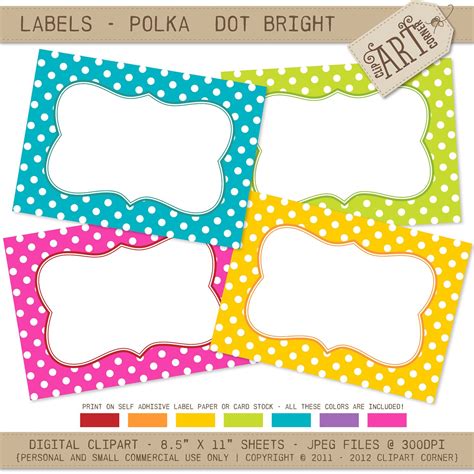 Polka Dot Labels Free Printable Name Tags | Polka dot labels, Printable label templates, Labels ...