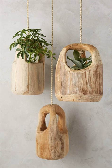 50 Unique & Modern DIY Outdoor Hanging Planter Ideas For Your Garden | Seni kayu, Tanaman, Kreatif