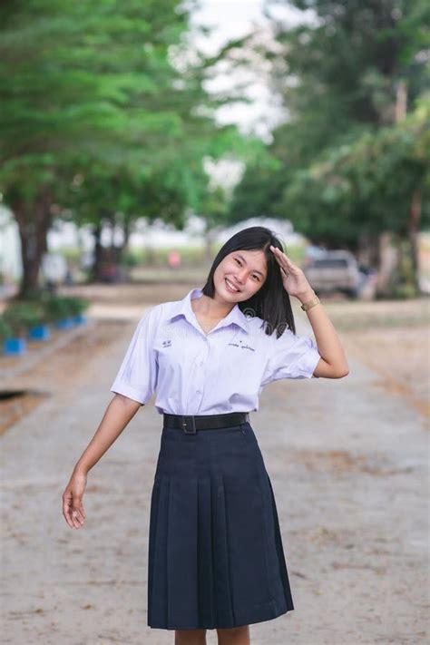 Female Students in School Uniforms in Thai Schools Stock Photo - Image ...