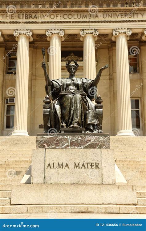 New York, USA - May 25, 2018: Alma Mater Statue Near the Columbia University Library. Editorial ...