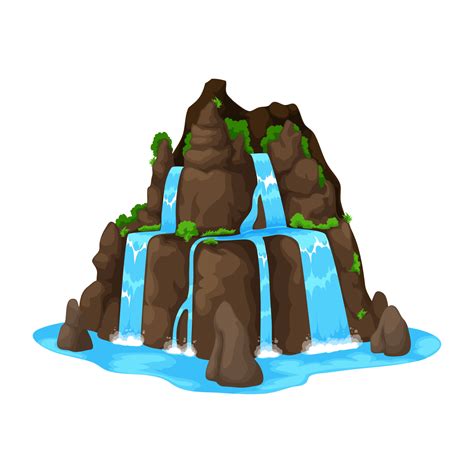 Cartoon waterfall, water cascade or river stream 10876343 Vector Art at ...