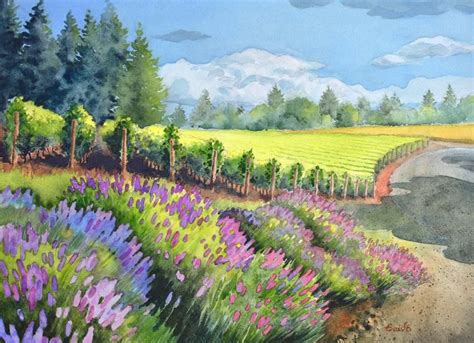 Vineyard Art Print Vineyard in Lavendar and Green | Etsy | Vineyard art ...