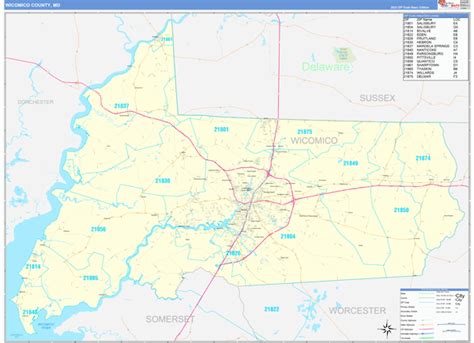 Wicomico County Wall Map Premium Style - marketmaps.com