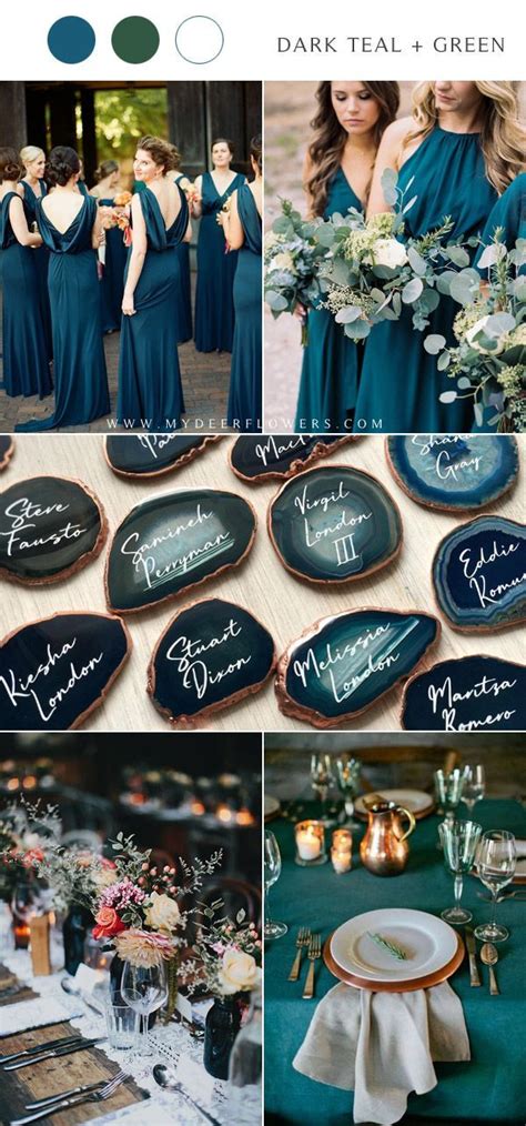 6 Perfect Dark Teal Wedding Color Schemes for Fall | Teal wedding colors, Dark teal weddings ...