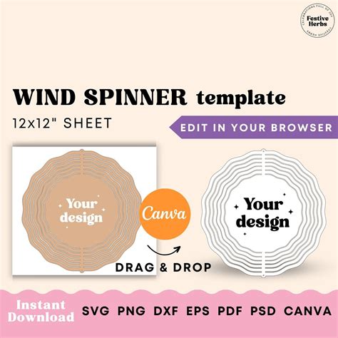 Wind Spinner Template for Sublimation, Wind Spinner Sublimation, Wind Spinner PNG, Wind Spinner ...