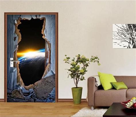 3D universe shining light door mural | AJ Wallpaper 3d Wallpaper Mural ...