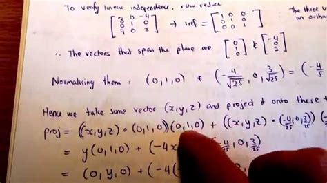 Finding standard matrix of orthogonal projection onto a plane - YouTube