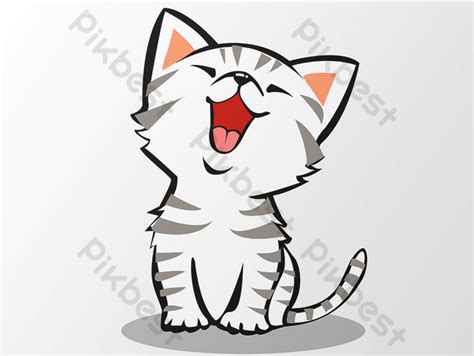 Drawing Cartoon White Cat Elements PNG Images | AI Free Download - Pikbest