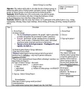 Lesson Plan Political Interest Groups by Teacher S Rios | TpT