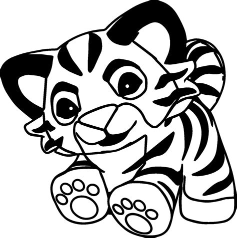 Cute Baby Tiger Coloring Page Outline Sketch Drawing Vector Simple ...