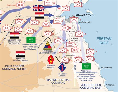 Operation Desert Storm Map - Ground Operations Feb 24-28 1991 - Gulf ...