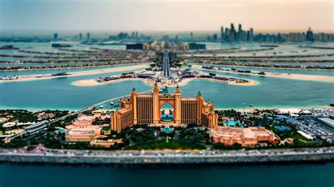 tilt shift, Cityscape, Dubai, United Arab Emirates, Architecture, Island, Sea, Hotels Wallpapers ...