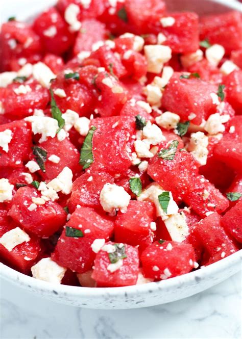 Watermelon Salad with Feta and Mint | 3 Yummy Tummies