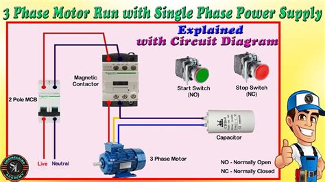 How to Connect 3 Phase Motor to Single Phase Power Supply / 3 Phase Motor Run with Single Phase ...