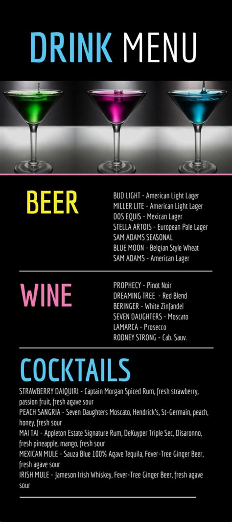 Nightclub Drink Menu Template | MyCreativeShop