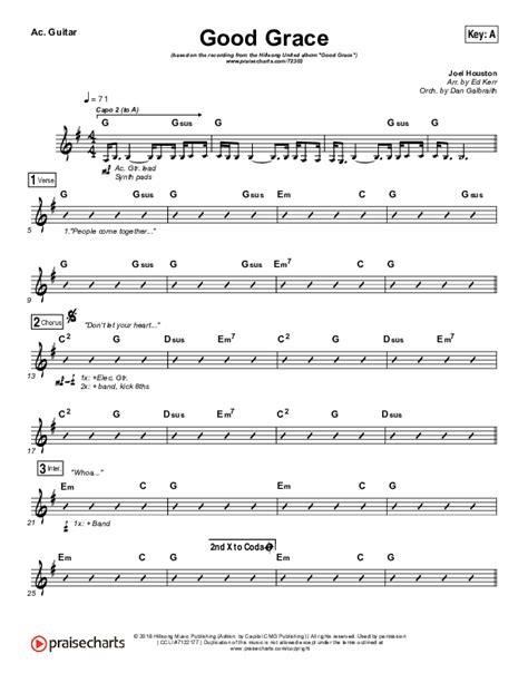 Good Grace Acoustic Guitar Sheet Music PDF (Hillsong UNITED / Joel ...