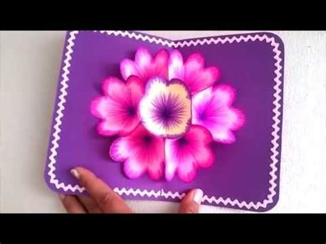 DIY 3D flower POP UP card - YouTube Pop Up Flower Cards, Pop Up Cards, Paper Craft Work, Paper ...