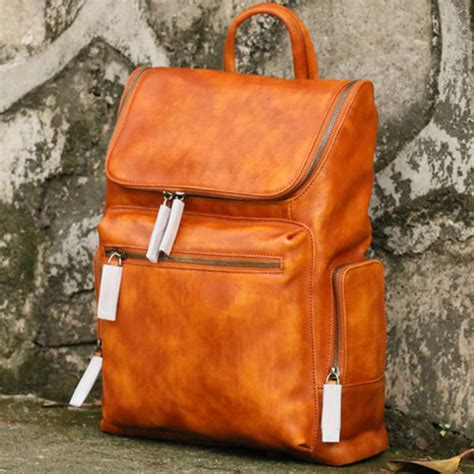 Vintage Ladies Genuine Leather Backpacks With Laptop Compartment Purse ...