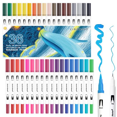 Buy Limekuoo Dual Brush Pen Art Markers 36 Colors 0.4 Fine Tip and ...