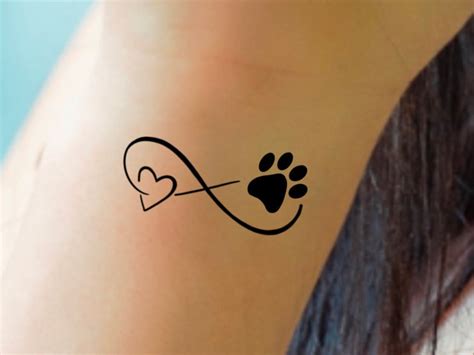 Paw Print Infinity Temporary Tattoo / Paw Print Heart Tattoo / | Etsy