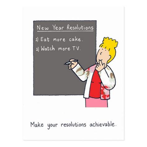 New Year Resolutions Humor Postcard | Zazzle