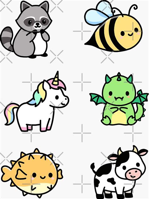 "Cute Animal Sticker Pack 5" Sticker for Sale by littlemandyart | Redbubble