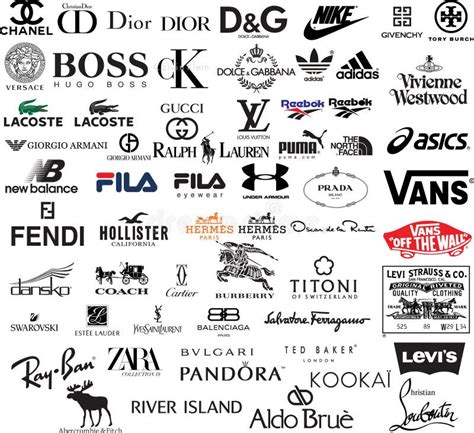 Logos De Marques De Vêtements Haut De Gamme. Ensemble De 50 Logo Vectoriel Les Plus Populaires ...