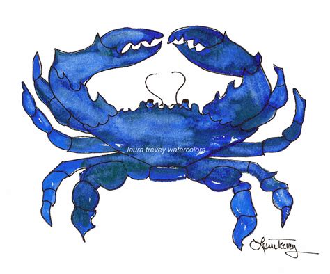 Watercolors by Laura Trevey: Blue Crab - Original Watercolor Painting