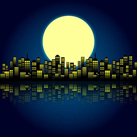 Style Cartoon Night City Skyline Background. Stock Vector ...