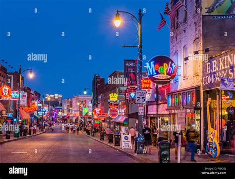 Memphis Beale Street at night in Memphis, Tennessee, USA Stock Photo ...