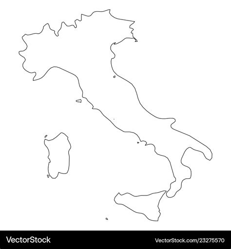 Italy - solid black outline border map of country Vector Image