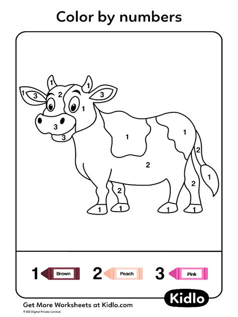 Color By Numbers - Animals Worksheet #11 - Kidlo.com