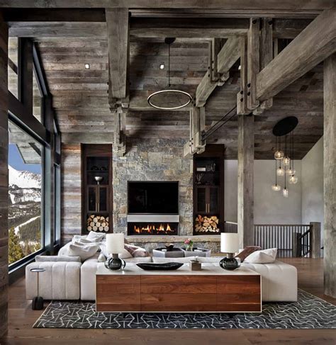 Rustic Modern Living Room With Fireplace | Baci Living Room