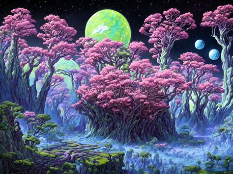 Amazing Landscape of Alien Planet, Generative AI Illustration Stock ...