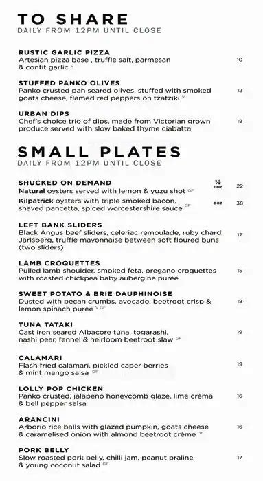 Left Bank Melbourne Menu, Menu for Left Bank Melbourne, Southbank, Melbourne - Urbanspoon/Zomato