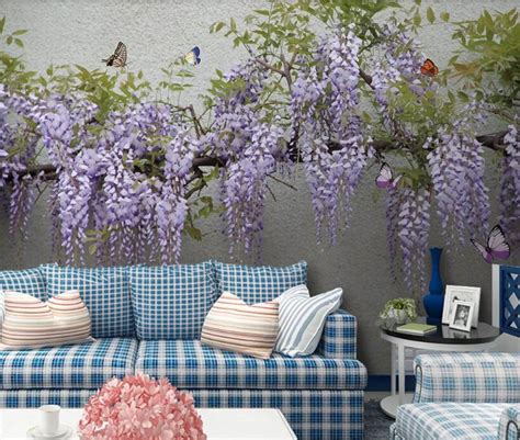 Beautiful 3D Purple Wisteria Wallpaper Wall Mural Hanging 3D | Etsy