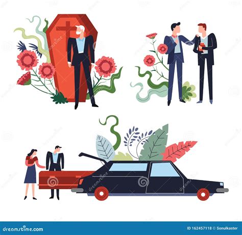 Interment or Funeral Isolated Icons, Coffin and Hearse, Ashes Urn Stock Vector - Illustration of ...