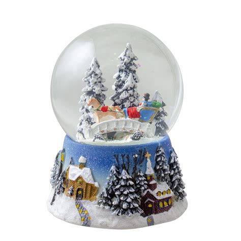 6 Musical Winter Forest Sleigh Ride Christmas Snow Globe Tabletop ...