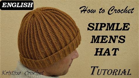 Easy Crochet Men's Hat TUTORIAL (English) - YouTube