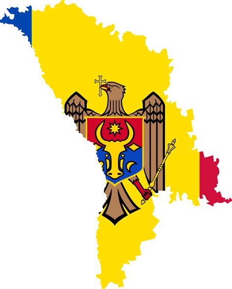 Moldova map city color of country flag. 12177285 PNG