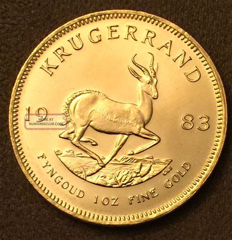 1983 1 Oz South African Gold Krugerrand Bullion Coin, 22 Kt Pure Gold