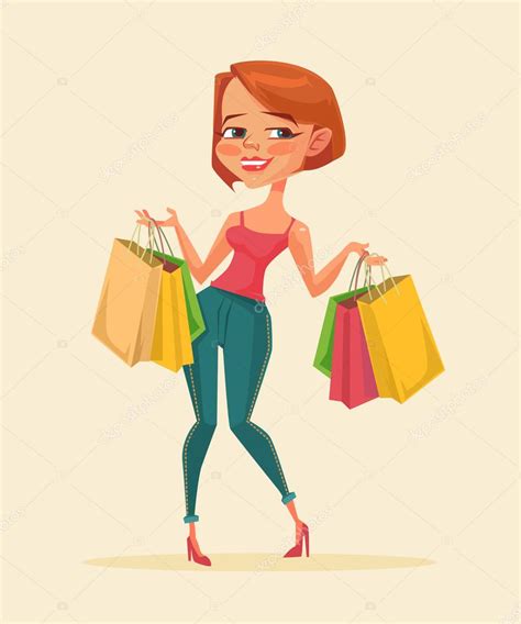 Woman shopping bags. Shopping sale. Shopping discount. Vector flat cartoon illustration Stock ...